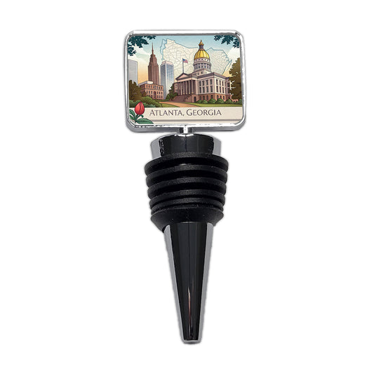 Atlanta, Georgia GA Travel City State Stamp Wine Bottle Stopper