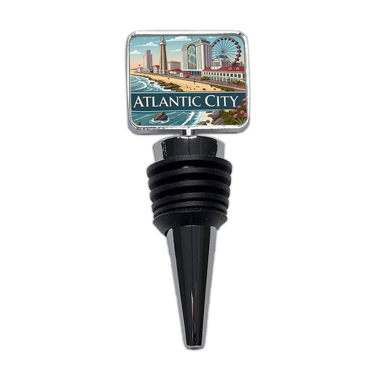 Atlantic City, New Jersey NJ Travel City State Stamp Wine Bottle Stopper