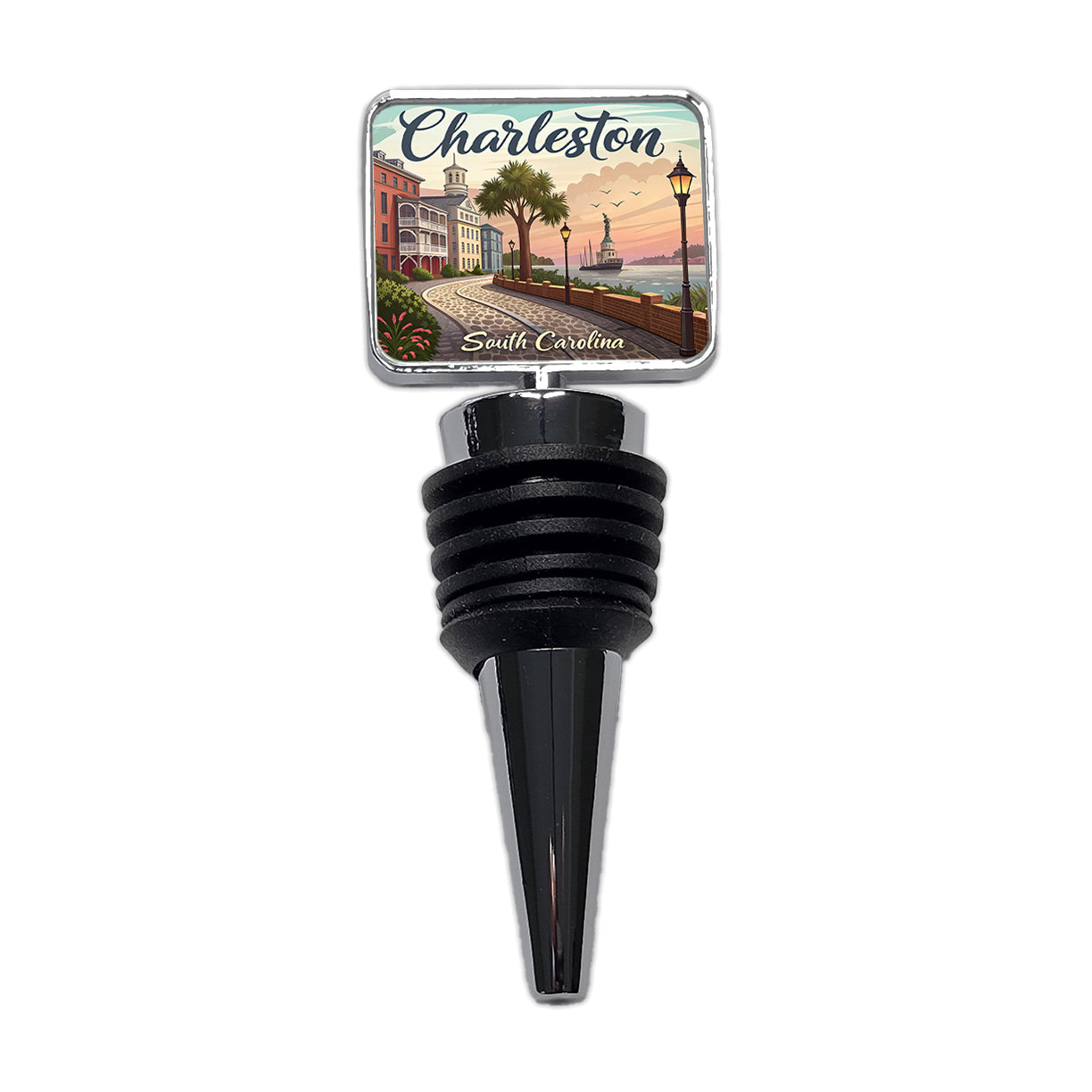 Charleston, South Carolina SC Travel City State Stamp Wine Bottle Stopper