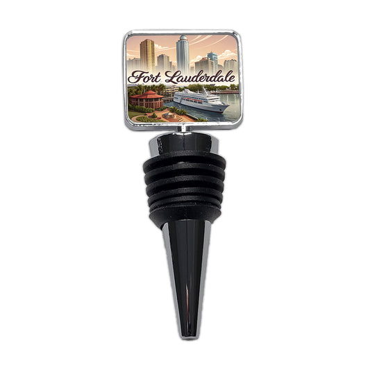 Fort Lauderdale, Florida FL Travel City State Stamp Wine Bottle Stopper