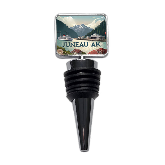 Juneau, Alaska AK Travel City State Stamp Wine Bottle Stopper