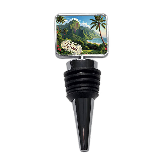 Kaua'i, Hawaii Hi Tropical Travel City State Stamp Wine Bottle Stopper