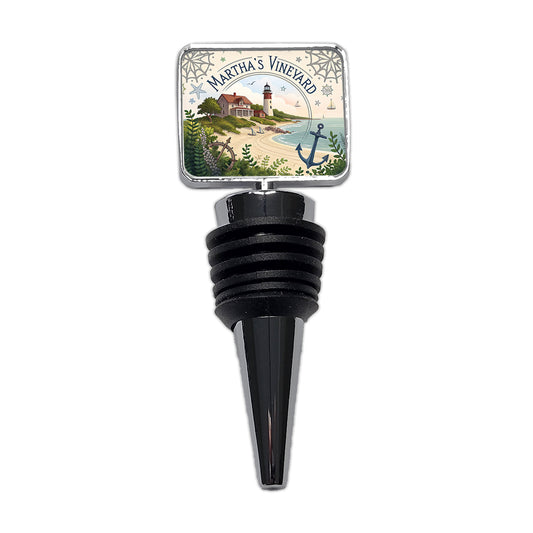 Martha's Vineyard, Massachusetts MA Travel City State Stamp Wine Bottle Stopper