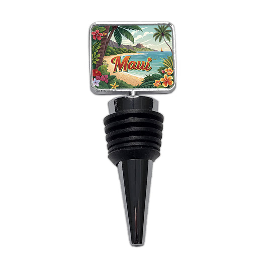Maui, Hawaii HI Tropical Travel City State Stamp Wine Bottle Stopper