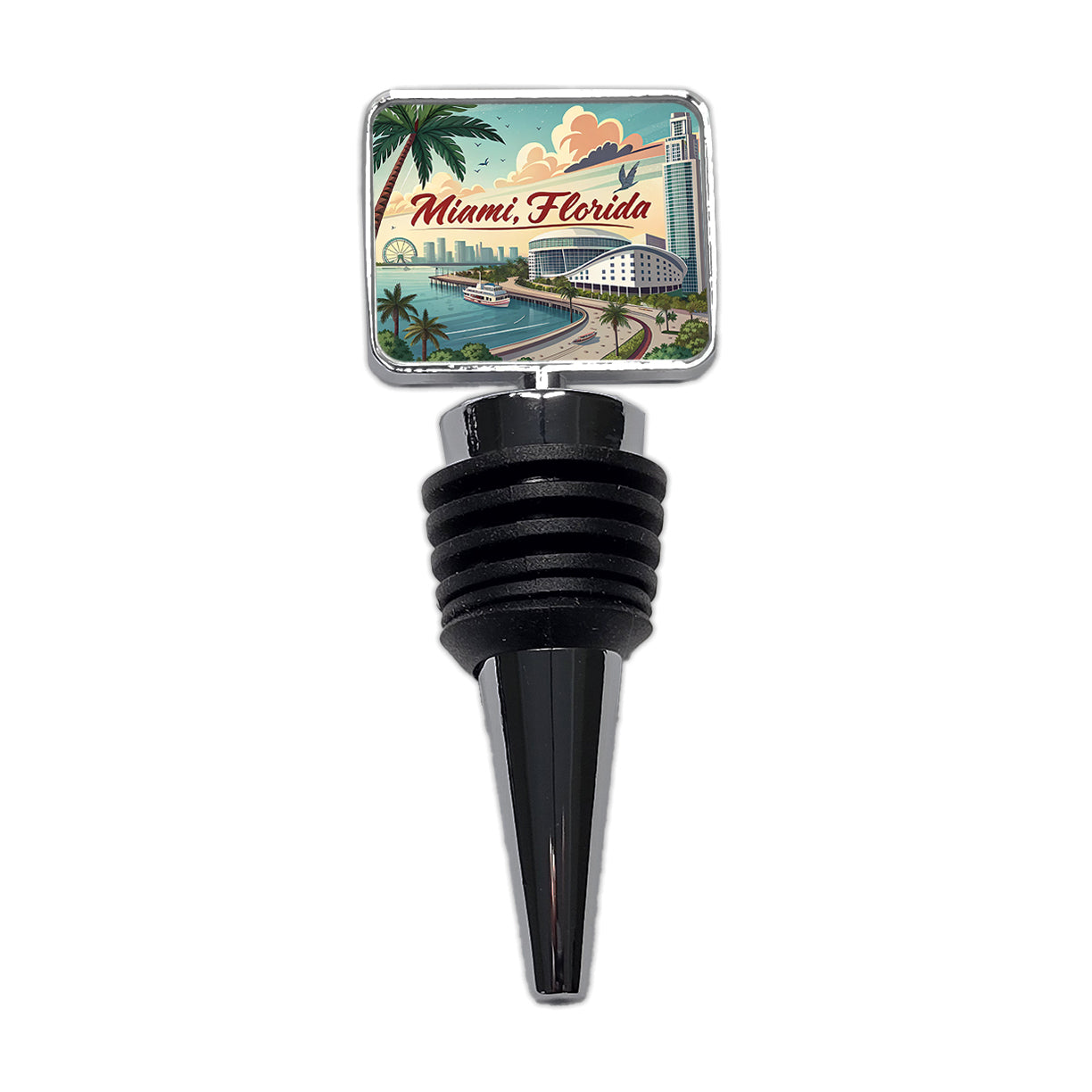 Miami, Florida FL Travel City State Stamp Wine Bottle Stopper