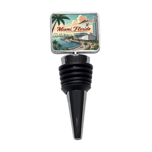 Miami, Florida FL Travel City State Stamp Wine Bottle Stopper