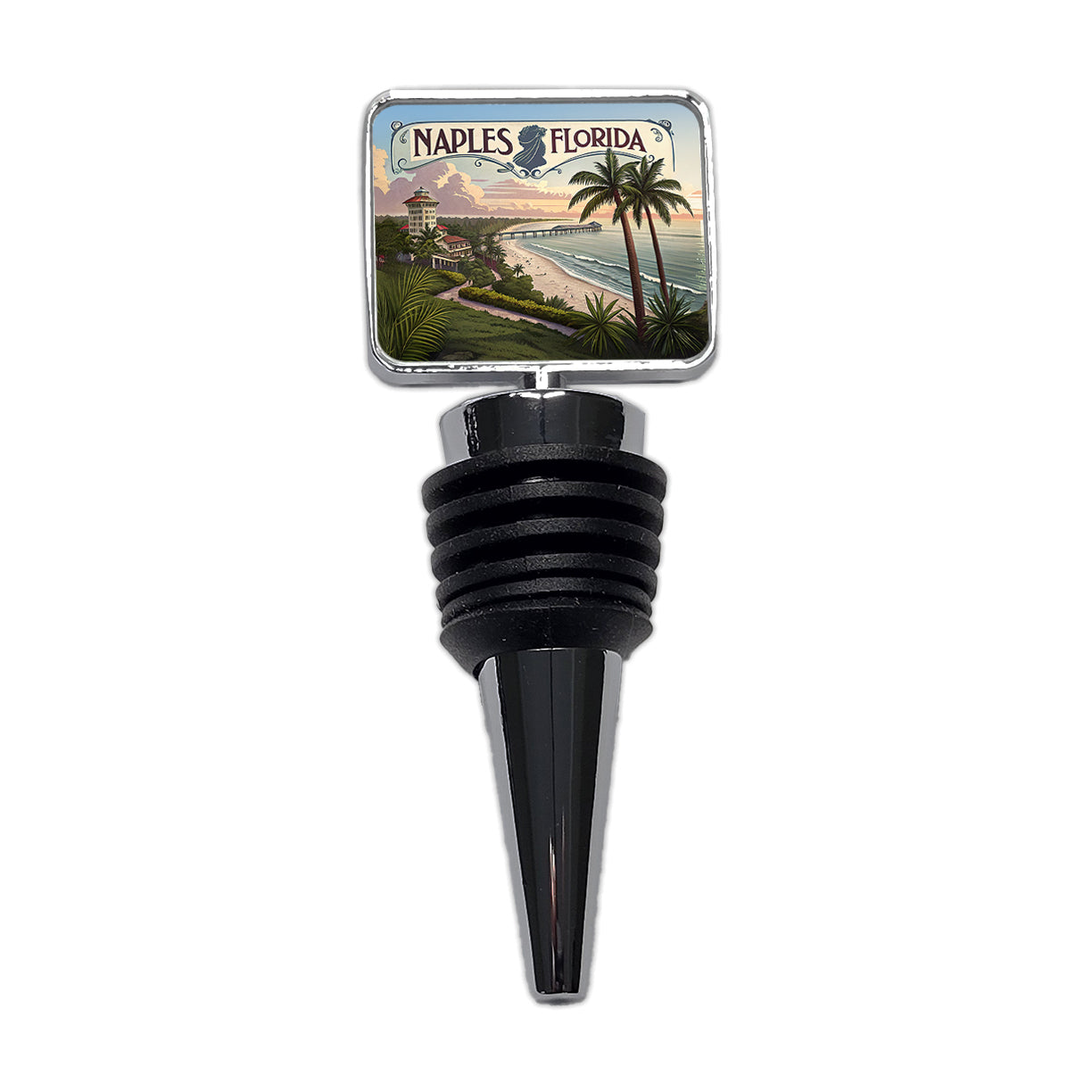 Naples, Florida FL Travel City State Stamp Wine Bottle Stopper