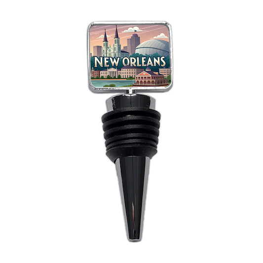 New Orleans, Louisiana LA Travel City State Stamp Wine Bottle Stopper