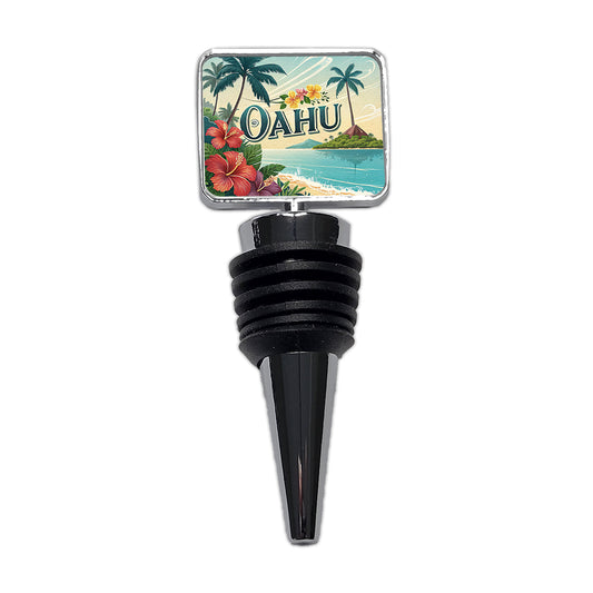 O'Ahu Hawaii HI Travel City State Stamp Wine Bottle Stopper