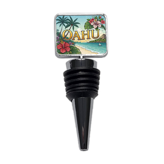 O'Ahu Hawaii HI Tropical Travel City State Stamp Wine Bottle Stopper