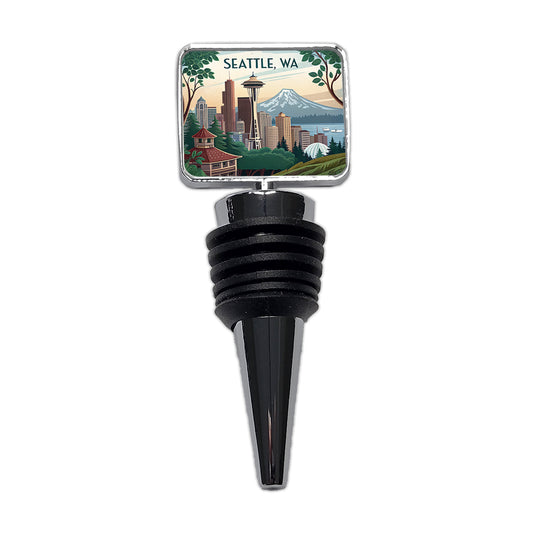 Seattle, Washington WA Travel City State Stamp Wine Bottle Stopper
