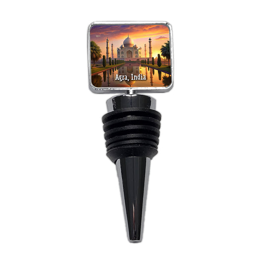 Agra, India Travel City Country Stamp Wine Bottle Stopper