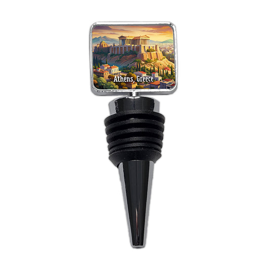 Athens, Greece Travel City Country Stamp Wine Bottle Stopper