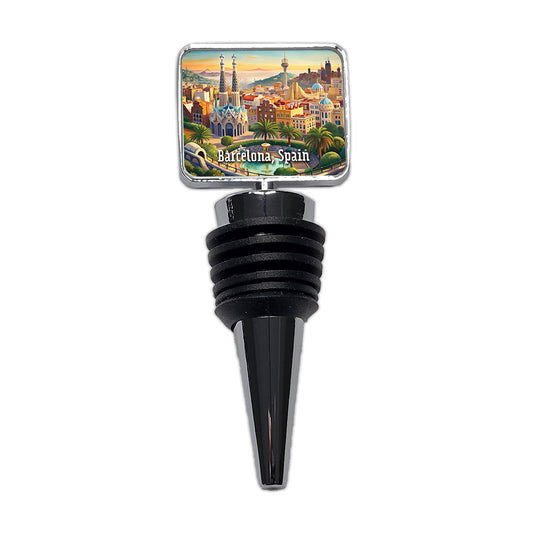Barcelona, Spain Travel City Country Stamp Wine Bottle Stopper