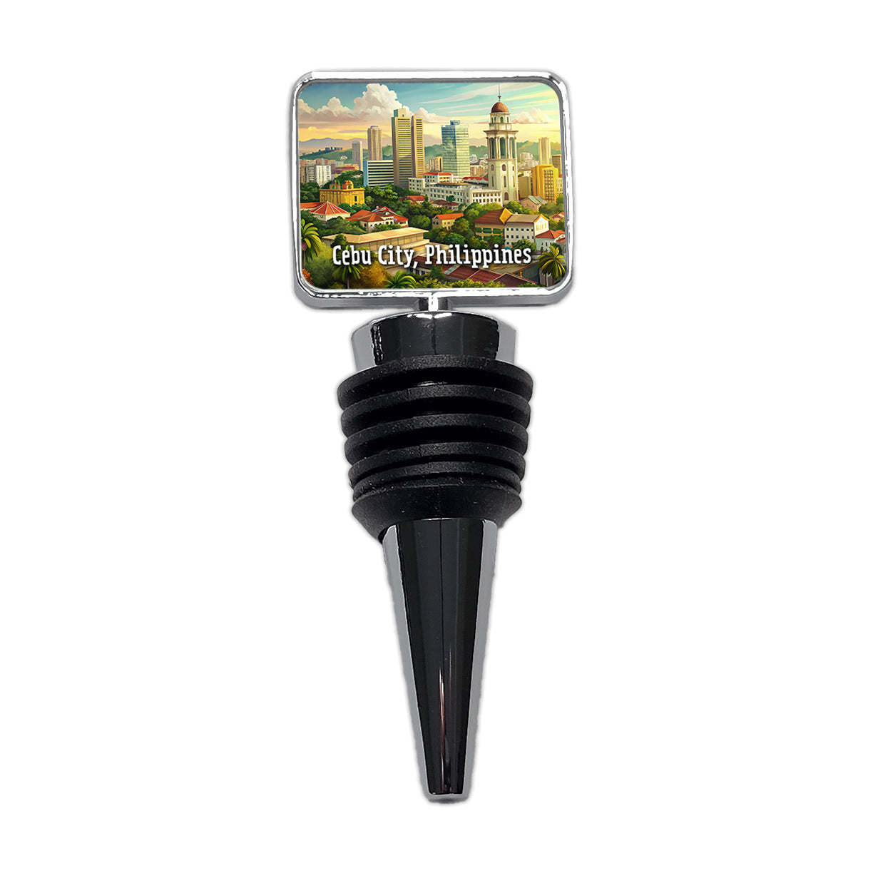 Cebu City, Philippines Travel City Country Stamp Wine Bottle Stopper