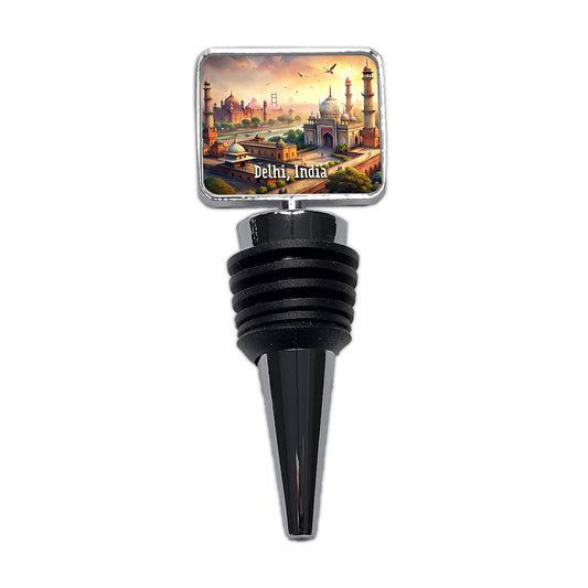 Delhi, India Travel City Country Stamp Wine Bottle Stopper