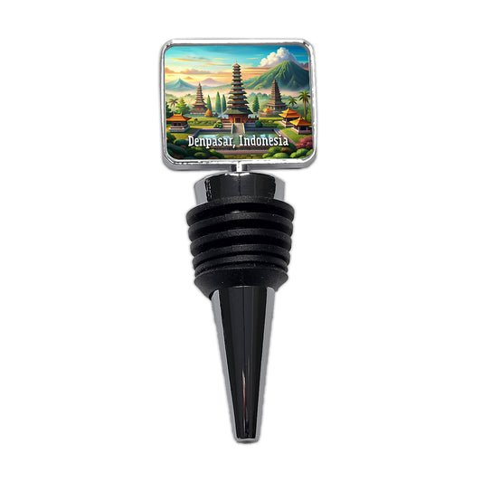 Denpasar, Indonesia Travel City Country Stamp Wine Bottle Stopper