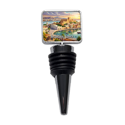 Heraklion, Greece Travel City Country Stamp Wine Bottle Stopper