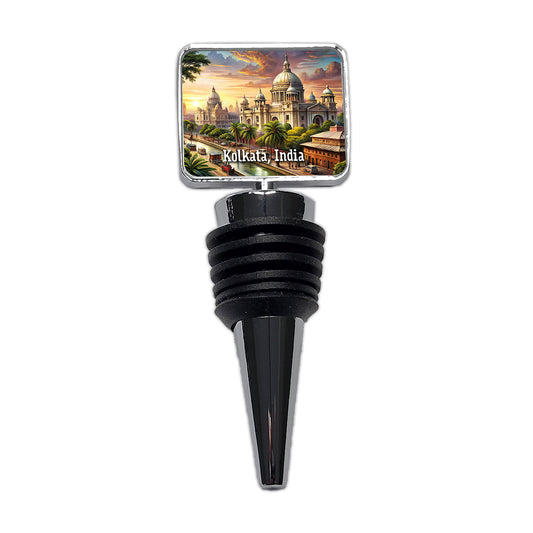 Kolkata, India Travel City Country Stamp Wine Bottle Stopper