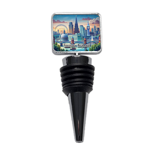 London, England Travel City Country Stamp Wine Bottle Stopper