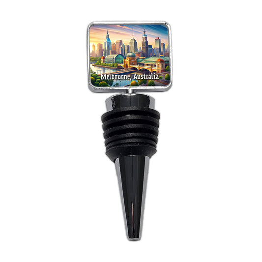 Melbourne, Australia Travel City Country Stamp Wine Bottle Stopper