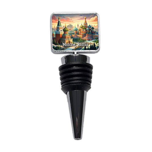 Moscow, Russia Travel City Country Stamp Wine Bottle Stopper
