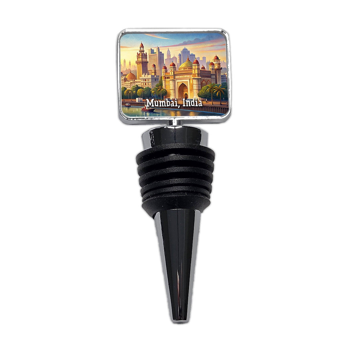 Mumbai, India Travel City Country Stamp Wine Bottle Stopper