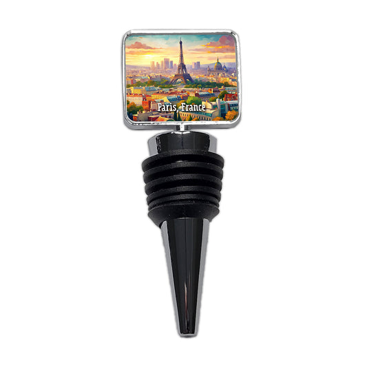 Paris, France Travel City Country Stamp Wine Bottle Stopper