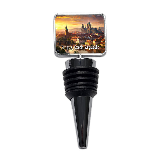 Prague, Czech Republic Travel City Country Stamp Wine Bottle Stopper
