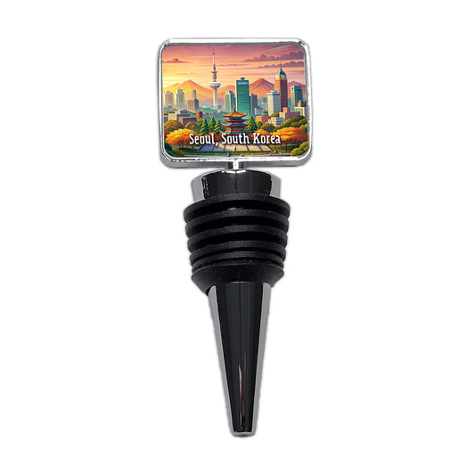 Seoul, South Korea Travel City Country Stamp Wine Bottle Stopper