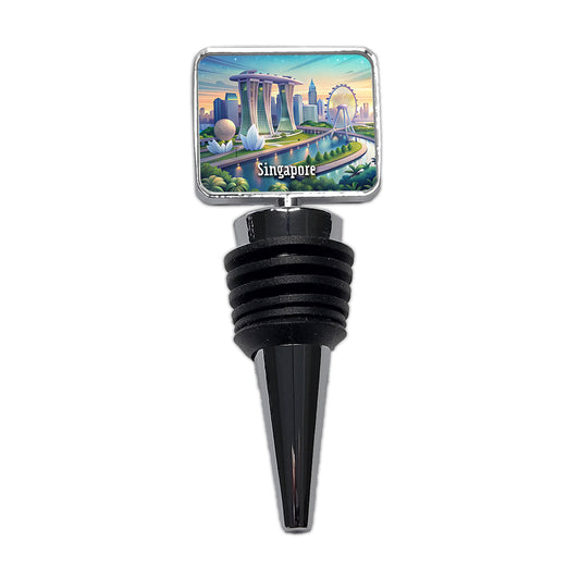 Singapore Travel City Country Stamp Wine Bottle Stopper