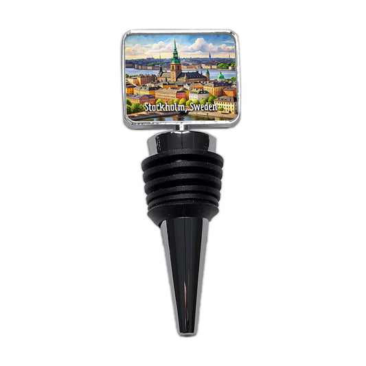 Stockholm, Sweden Travel City Country Stamp Wine Bottle Stopper