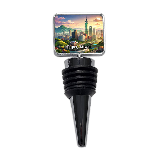 Taipei, Taiwan Travel City Country Stamp Wine Bottle Stopper