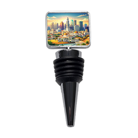 Tel Aviv, Israel Travel City Country Stamp Wine Bottle Stopper