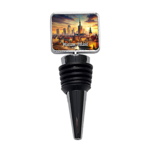 Warsaw, Poland Travel City Country Stamp Wine Bottle Stopper