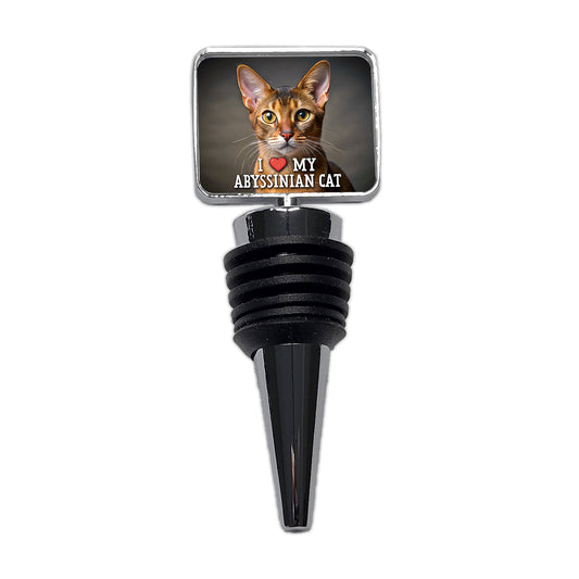 I Love My Abyssinian Cat Heart Wine Bottle Stopper