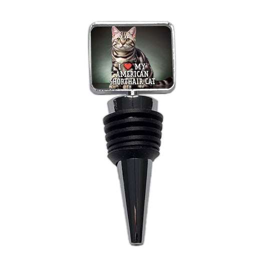 I Love My American Shorthair Cat Heart Wine Bottle Stopper