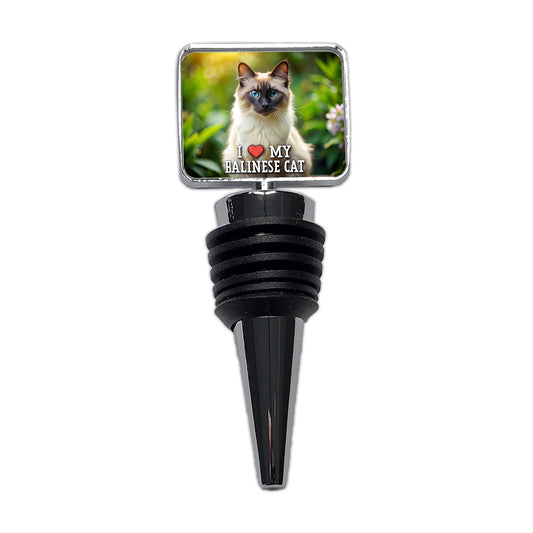 I Love My Balinese Cat Heart Wine Bottle Stopper