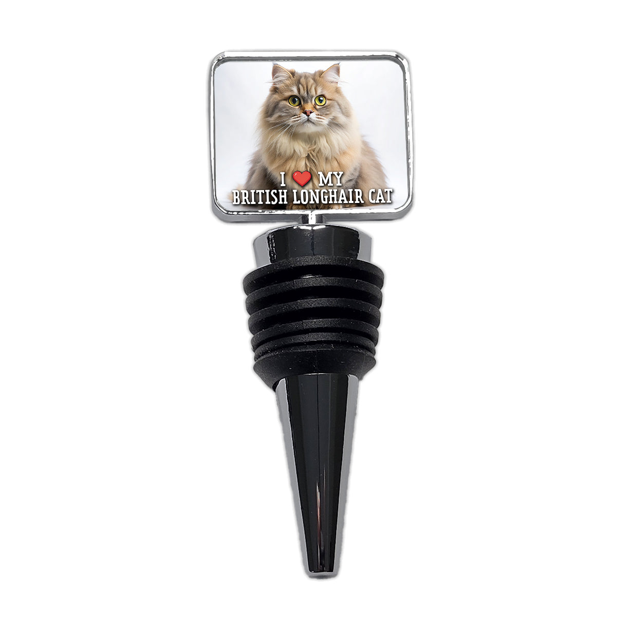 I Love My British Longhair Cat Heart Wine Bottle Stopper