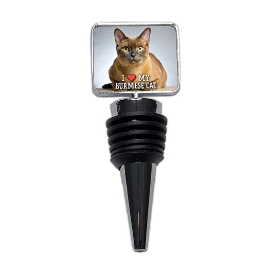 I Love My Burmese Cat Heart Wine Bottle Stopper