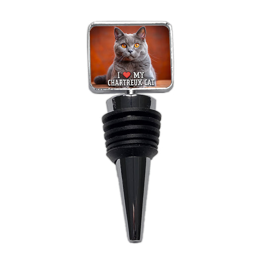 I Love My Chartreux Cat Heart Wine Bottle Stopper
