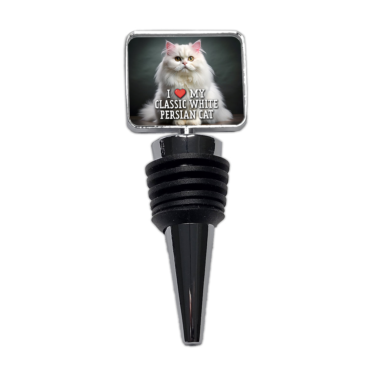 I Love My Classic White Persian Cat Heart Wine Bottle Stopper