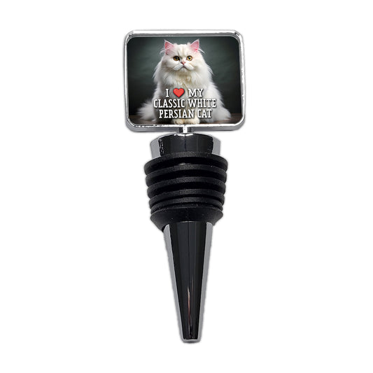 I Love My Classic White Persian Cat Heart Wine Bottle Stopper