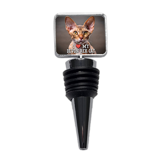 I Love My Devon Rex Cat Heart Wine Bottle Stopper