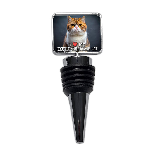 I Love My Exotic Shorthair Cat Heart Wine Bottle Stopper
