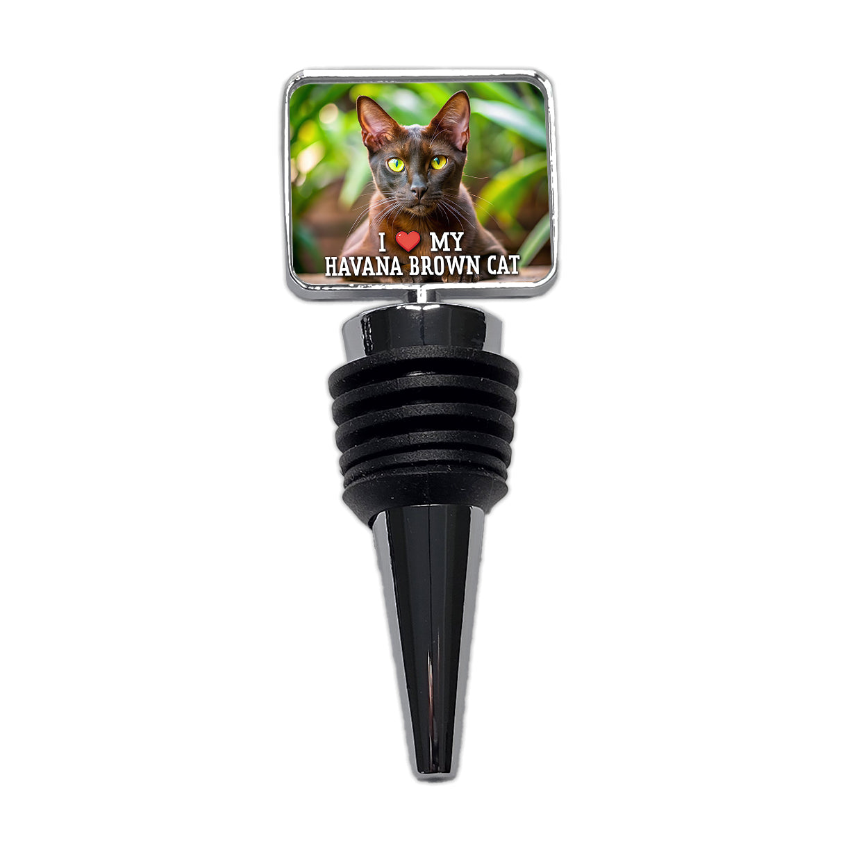 I Love My Havana Brown Cat Heart Wine Bottle Stopper