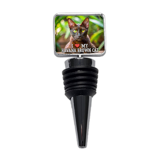 I Love My Havana Brown Cat Heart Wine Bottle Stopper
