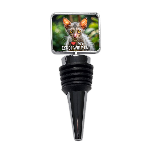 I Love My Lykoi Wolf Cat Heart Wine Bottle Stopper