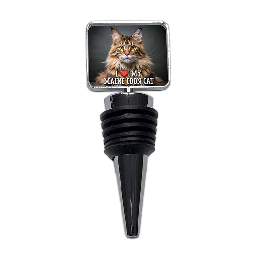 I Love My Maine Coon Cat Heart Wine Bottle Stopper