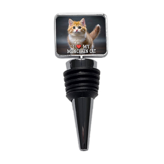 I Love My Munchkin Cat Heart Wine Bottle Stopper